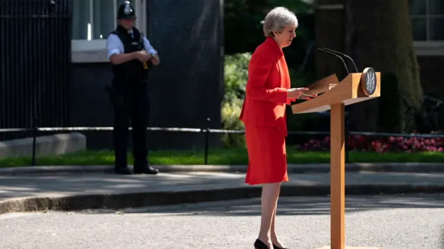 Theresa May outside Downing Street