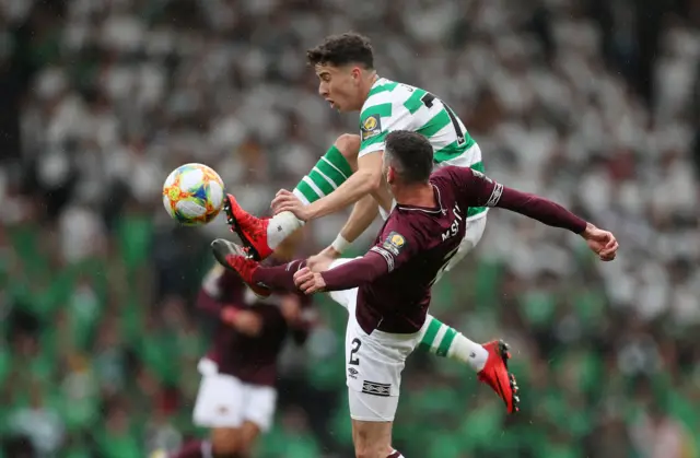 Celtic's Mikey Johnston and Hearts' Michael Smith