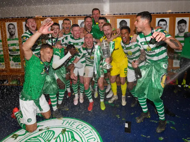 Celtic celebrate in the dressing-room