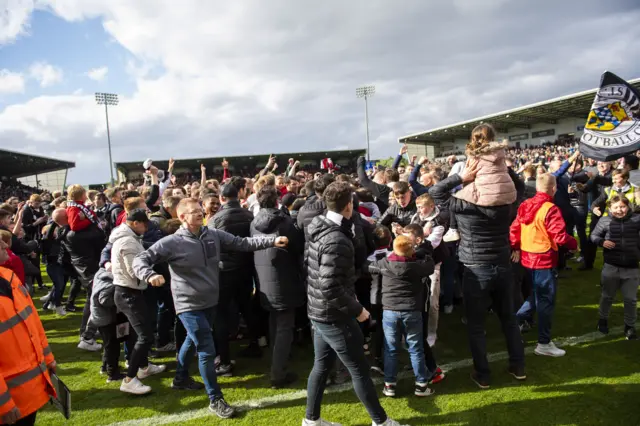 St Mirren fans invade the pitch