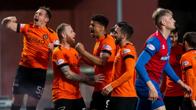 Dundee United celebrate against Inverness Caledonian Thistle