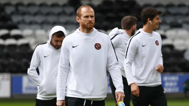 Dundee United players at Simple Digital Arena