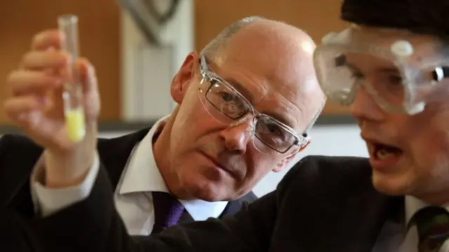 John Swinney in a science class