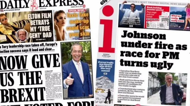 Daily Express and i front pages