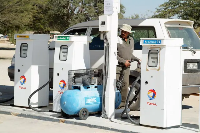 Gas station at Nossob campsite in the Kalahari National Park South Africa