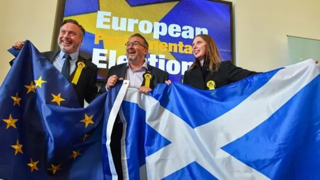 The SNP's Alyn Smith, Christian Allard and Aileen McLeod have been elected MEPs