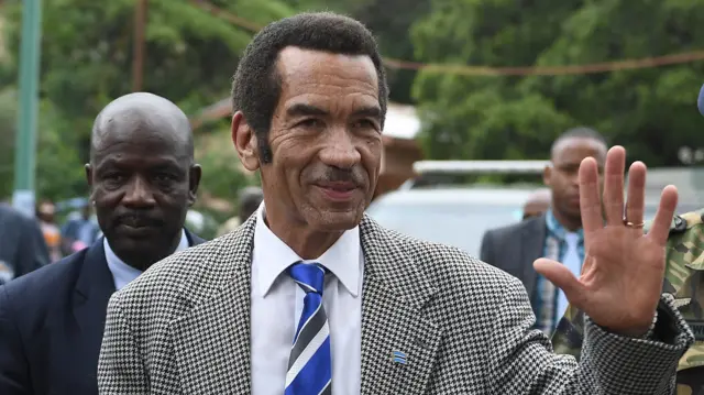 Ian Khama pictured in 2018 before stepping down later that year.