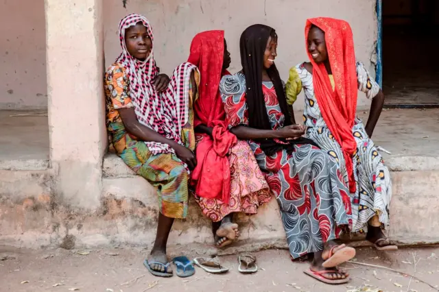 Girls at a camp for displaced families, northern Nigeria