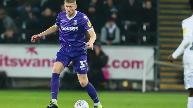 Nathan Collins playing for Stoke City