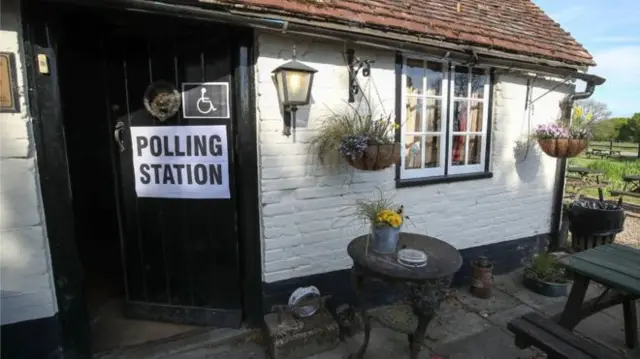 Polling station in country