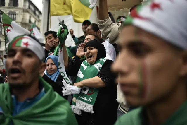 Protesters in Algeria