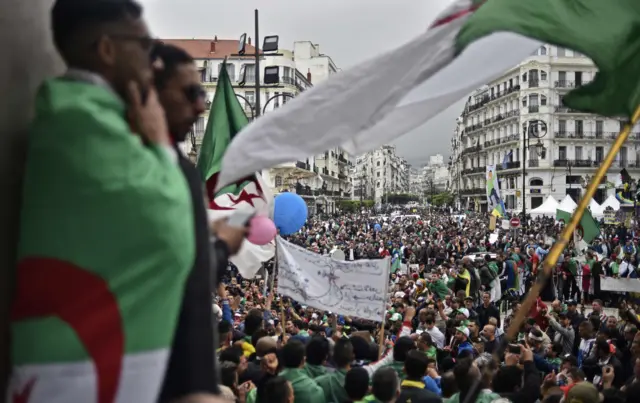 Protesters in Algeria