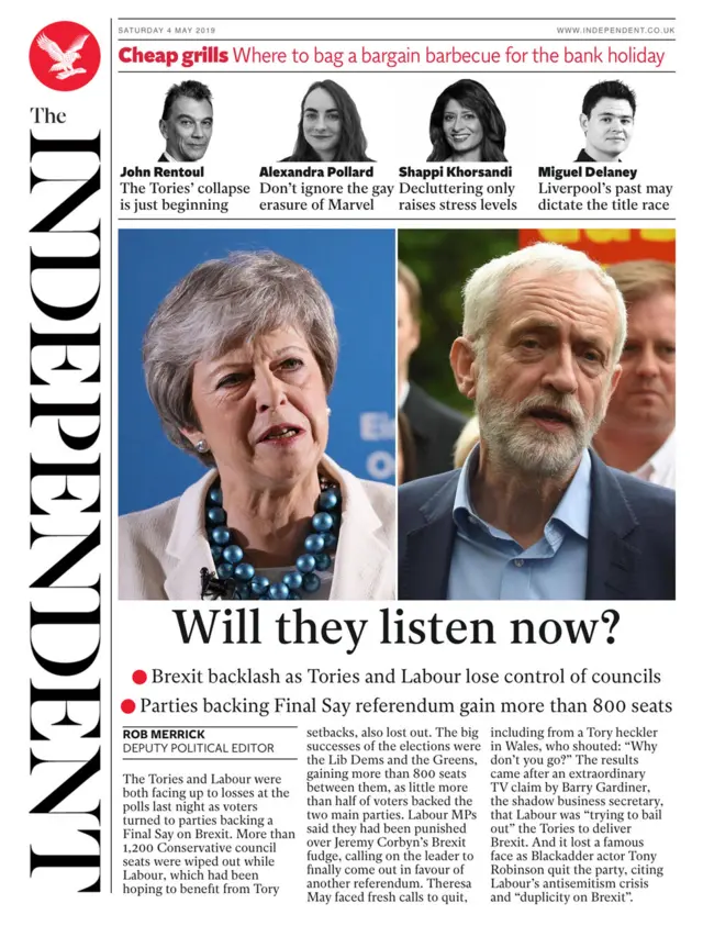 Independent front page