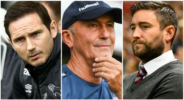 Frank Lampard (left), Tony Pulis (centre) and Lee Johnson (right)