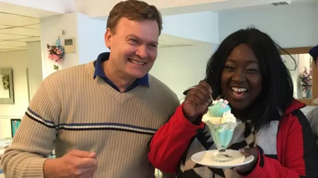 Joanita Musisi enjoying an ice cream