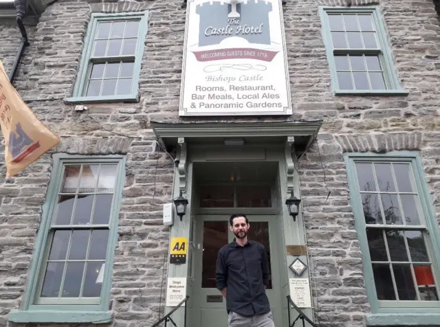 Henry Hunter outside The Castle Hotel