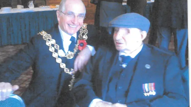 George Mills, right, when he attended Remembrance Day Parade