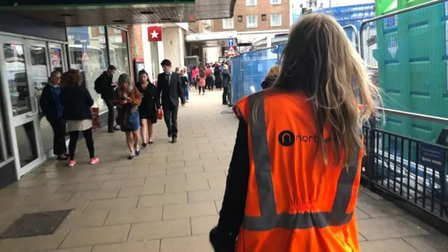 Northern staff outside the station