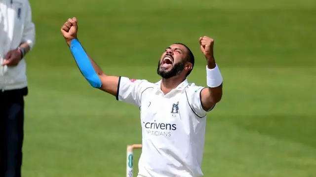 Jeetan Patel celebrating a wicket this season