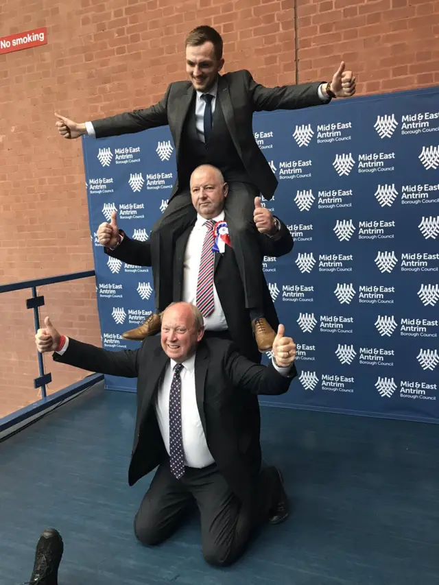 TUV candidates struck an unusual post with party leader Jim Allister