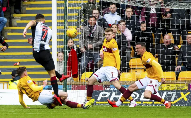 Kyle Magennis smashes in a stoppage-time goal for St Mirren