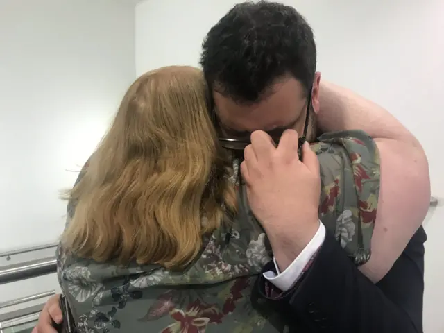 Naomi Long and Stephen Donnelly embrace