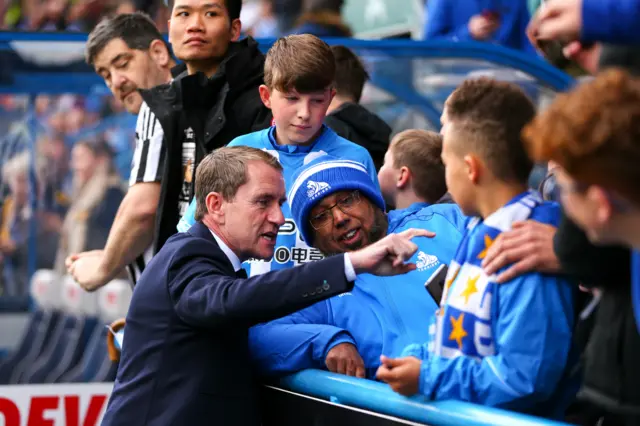 Huddersfield's outgoing chairman Dean Hoyle with fans