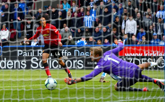 Tahith Chong's shot is saved