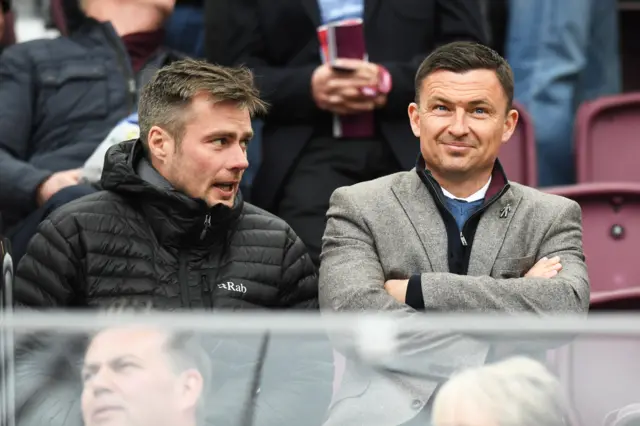 Hibs boss Paul Heckingbottom with assistant Robbie Stockdale