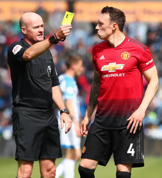 Phil Jones shown a yellow card