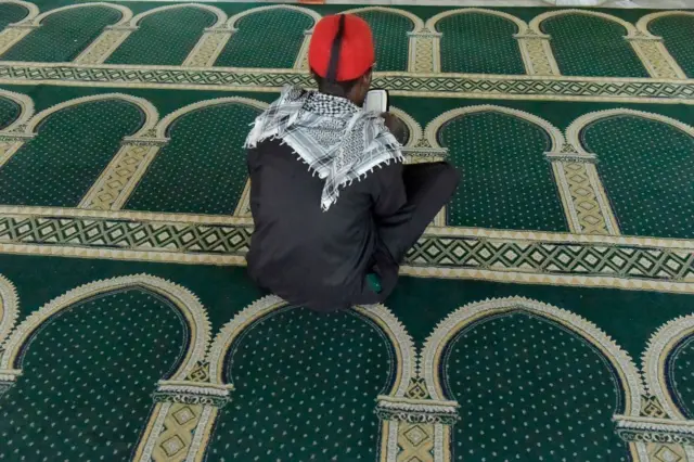 Man in mosque in Nairobi