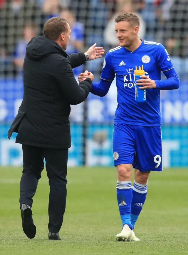 Jamie Vardy and Brendan Rodgers