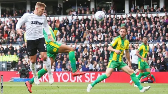 Martyn Waghorn headed Derby ahead against West Bromwich Albion