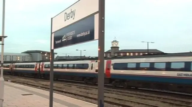 Sign at Derby railway station