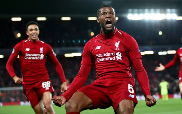 Wijnaldum celebrates