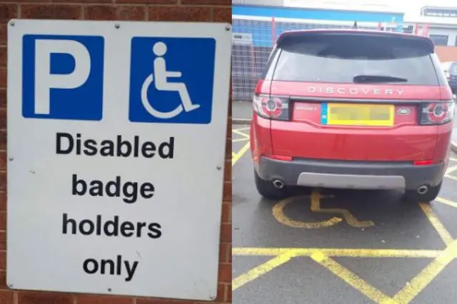 Car parked in bay for disabled