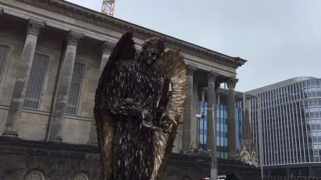 The Knfie Angel sculpture in Victoria Square