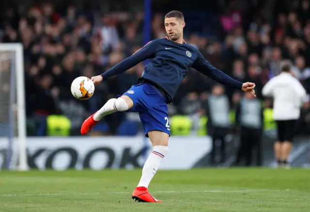 Gary Cahill in the warm-up