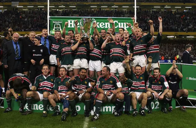 Leicester with the trophy in 2002