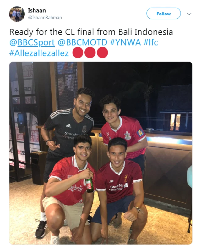 Ishaan Rahman tweets: Ready for the CL final from Bali Indonesia