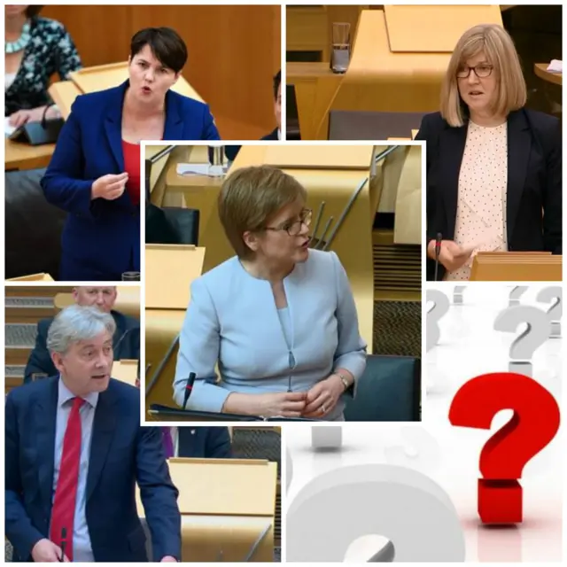 Ruth Davidson/Alison Johnstone/ Richard Leonard and Nicola Sturgeon