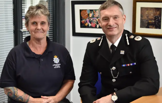 Lynn Chantrey with Chief Constable Bill Skelly