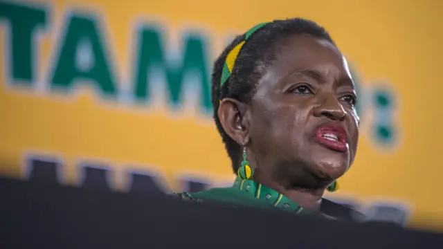 Bathabile Dlamini speaks during an ANC press conference in 2017.