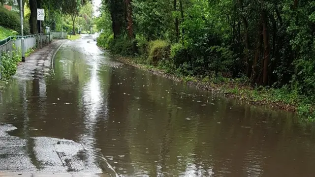 Flooded road in Bingham