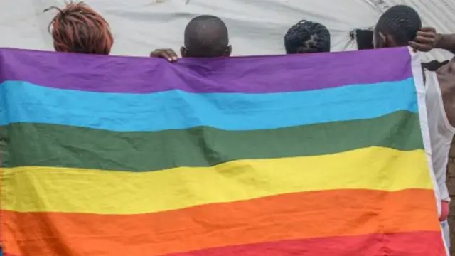 A group of LGBTQ refugees pictured in Uganda