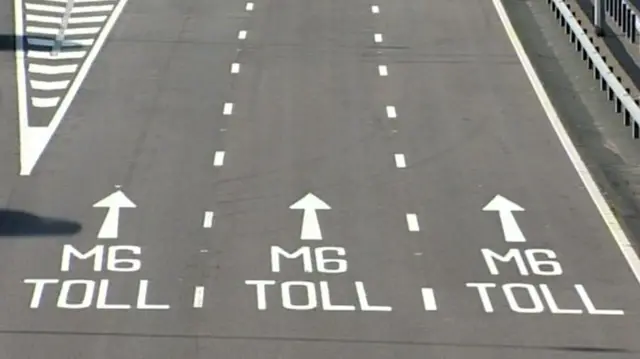 General view of empty lanes on the M6 Toll Road