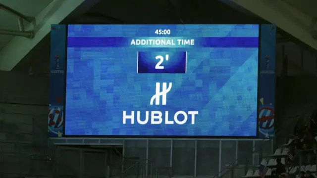 Screen at the Stadium displays added time