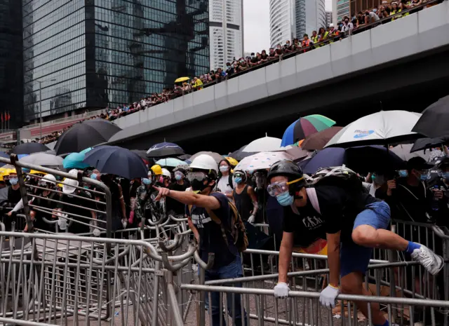 Protesters barricading government buildings