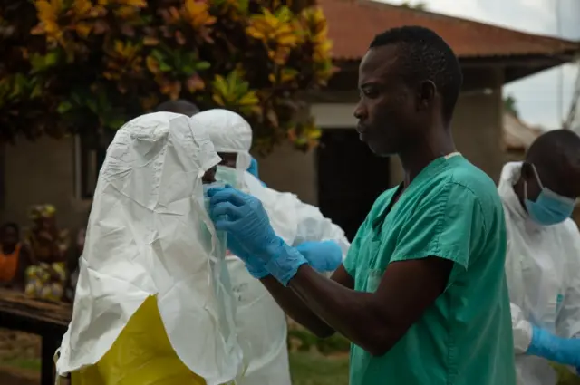 Ebola workers in DR Congo