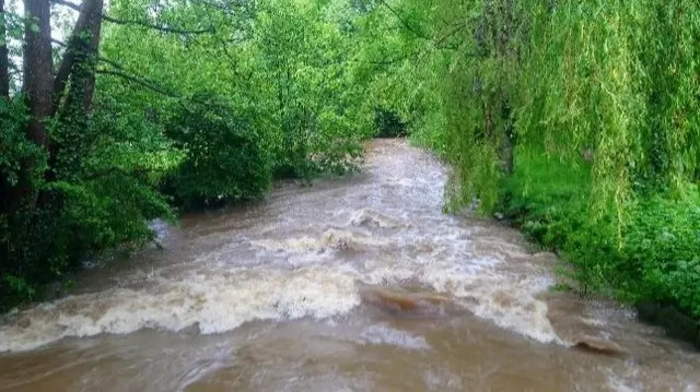 Fast-flowing brook in Shropshire at Longnor